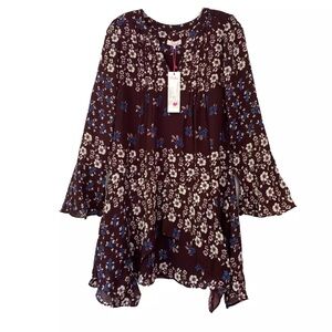 NWT Parker Dress Floral Print Long Sleeve Flared Cuffs V-Neckline Size-XS